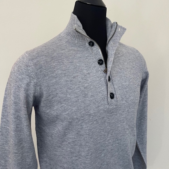 New Hugo Boss Sweater Half Zip Buttons Light Gary Sweater Pullover - Picture 3 of 10